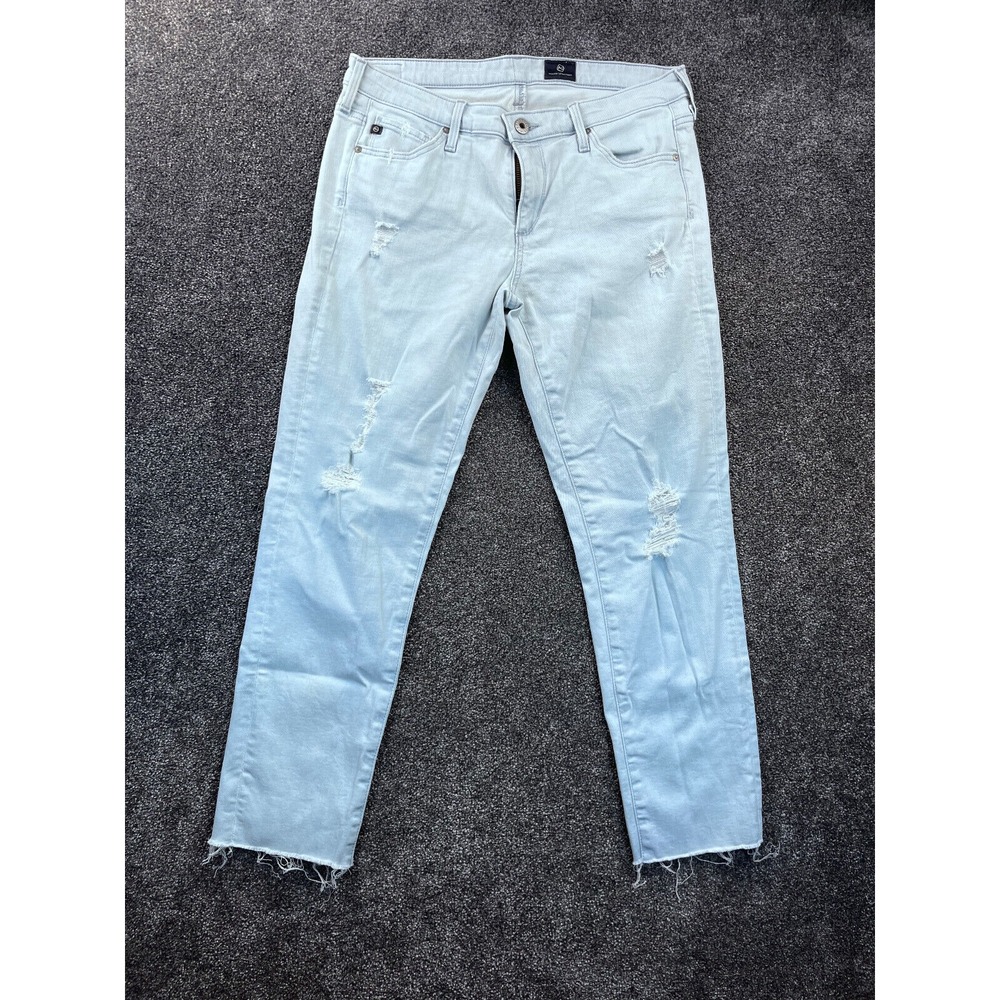 AG Adriano Goldschmied Jeans Womens 28 The Stilt Crop Cigarette Crop Ripped Blue